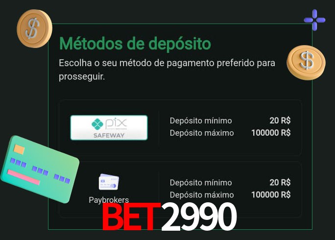 O cassino bet2990 oferece uma grande variedade de métodos de pagamento